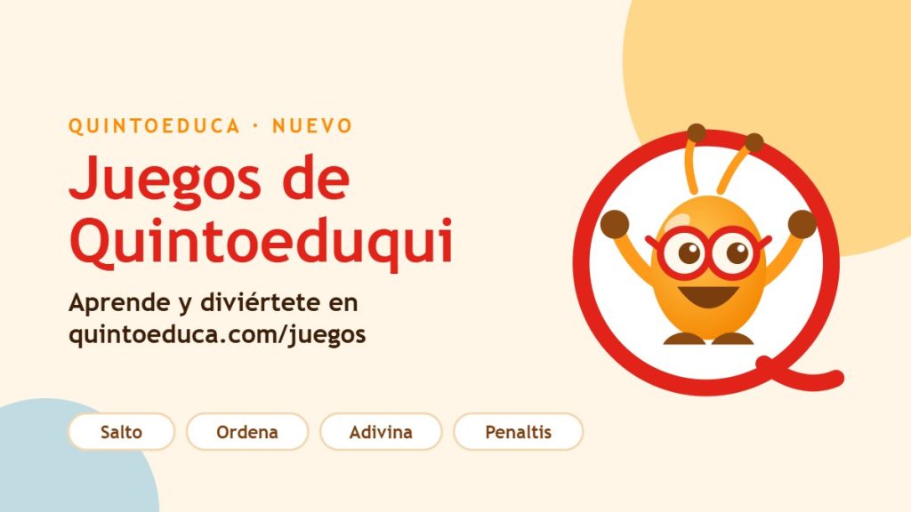 Quintoeduqui, la mascota de Quintoeduca, presenta los nuevos juegos: Salto, Ordena, Adivina y Penaltis